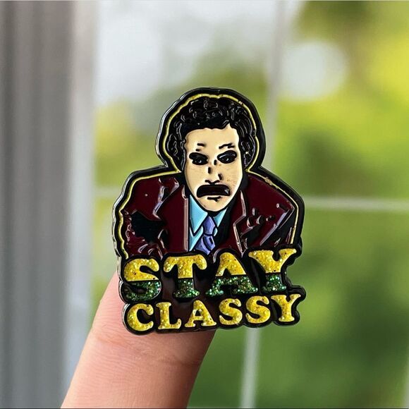 Stay Classy Ron Burgundy Enamel Pin/ Brooch Lapel - Picture 1 of 6